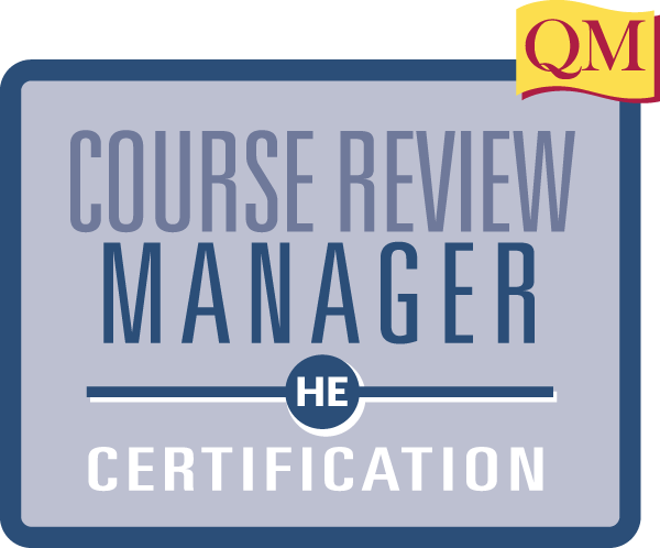 course review manager certification text in blue box