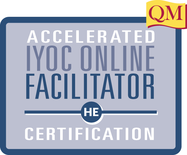 blue box with Accelerated IYOC Online Facilitator Certification in it