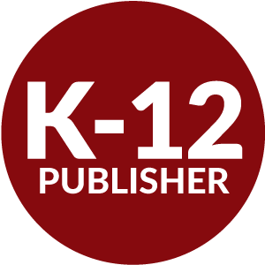 Red circle with K-12 publisher inside