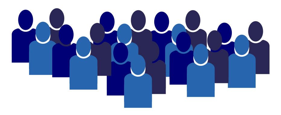 blue figures representing a group of learners